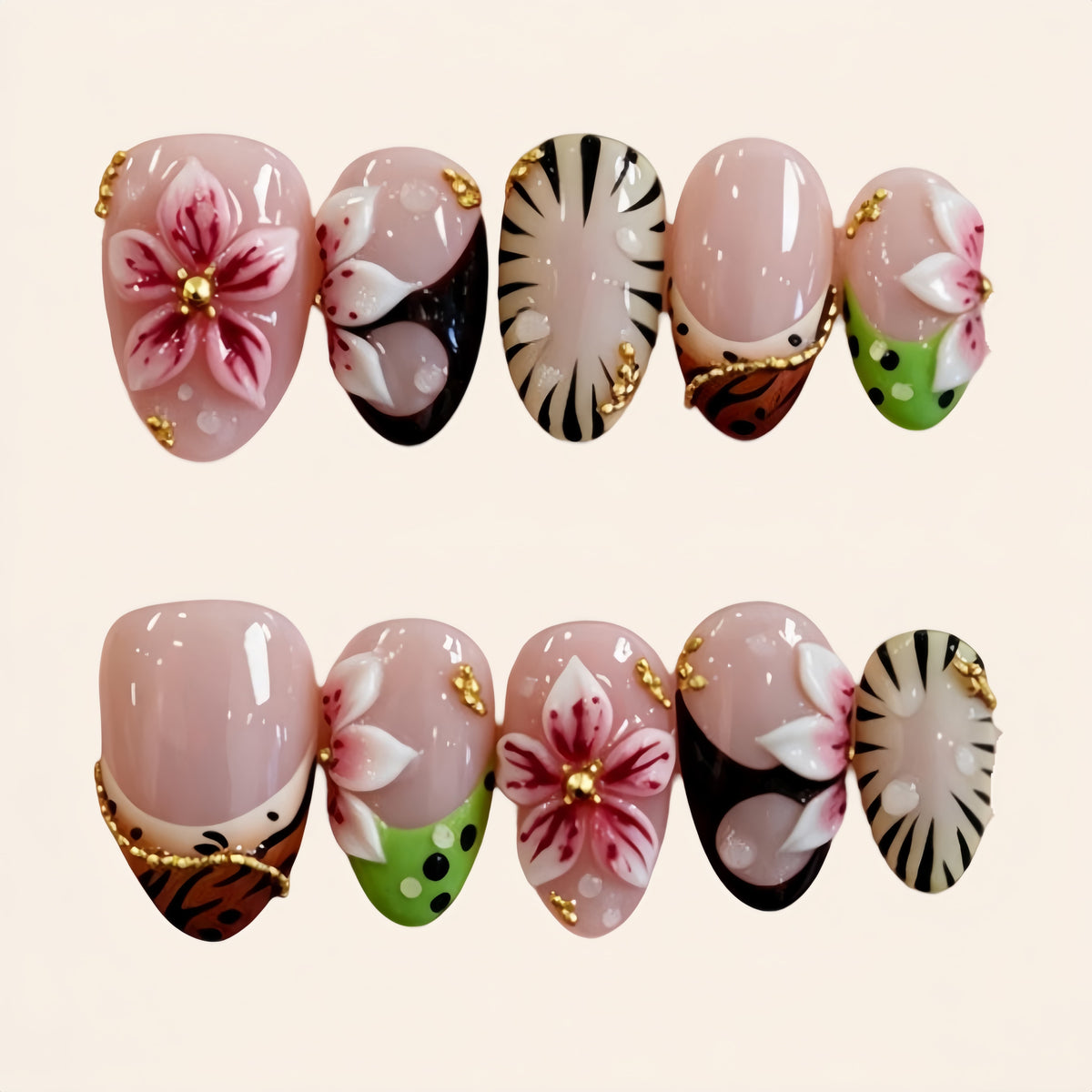Nailsens Press-on Nails Tortoise Garden Bloom