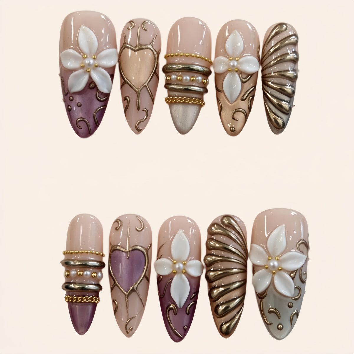 Nailsens Press-on Nails Mauve Pearl Baroque