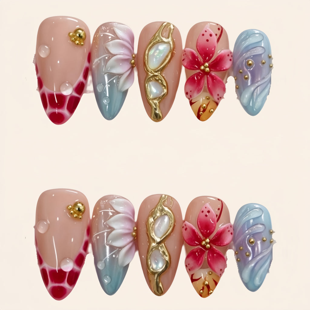 Nailsens Press-on Nails Cherry Glass Garden