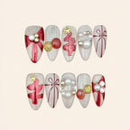 Nailsens Coquette Ribbon Pearl press-on nail set