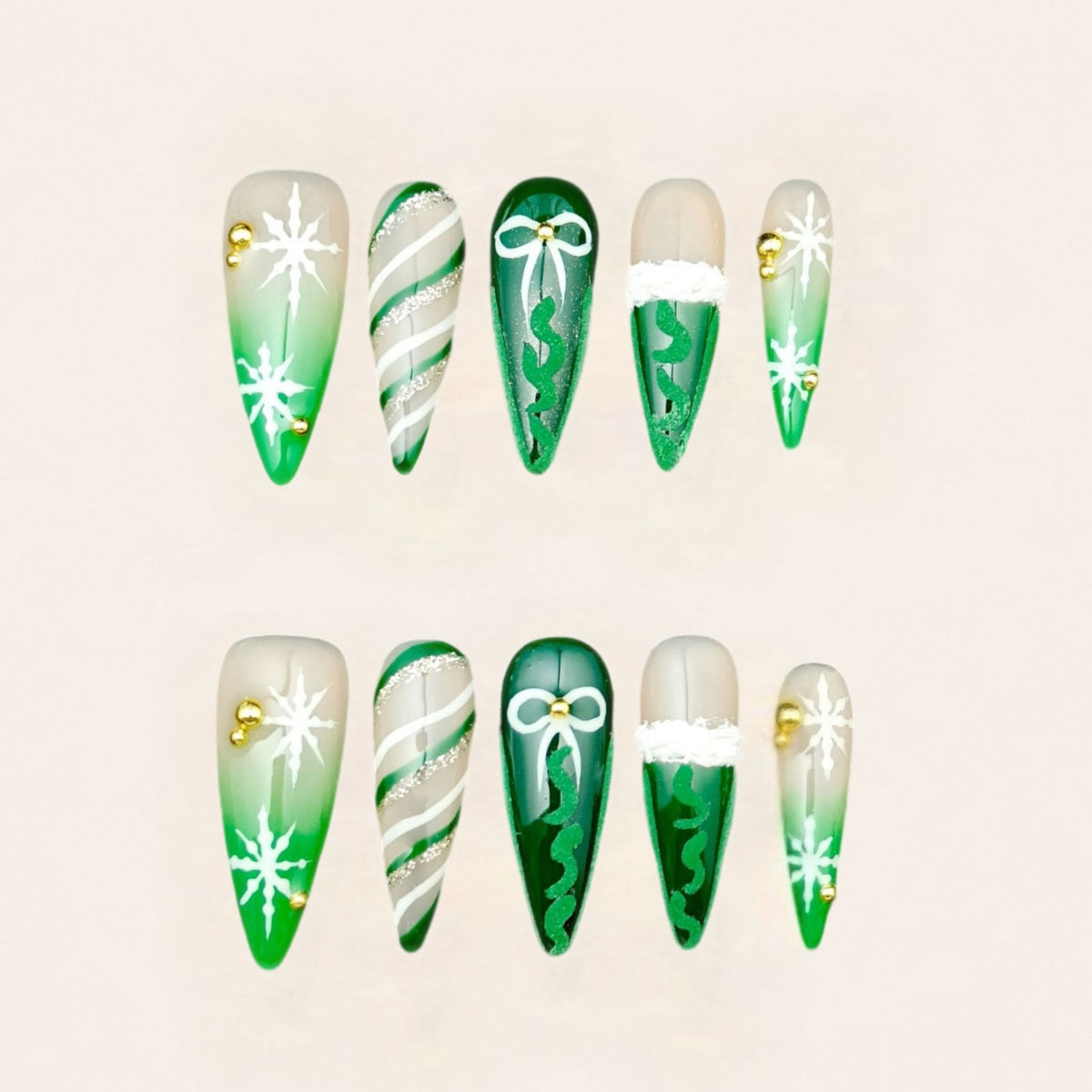 Nailsens Emerald Frosted Pines press-on nail set