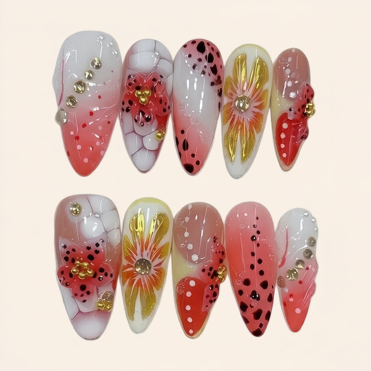 Nailsens Press-on Nails Crimson Marble