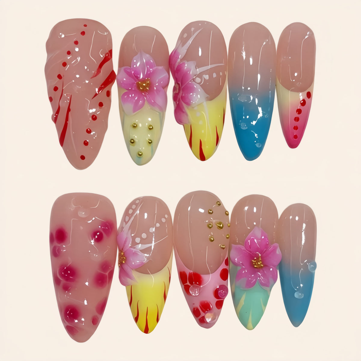 Nailsens Press-on Nails Sunset Petals Almond