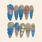 Nailsens Press-on Nails Blue Orchid Stiletto