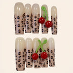 Nailsens Press-on Nails Cherry Leopard Square