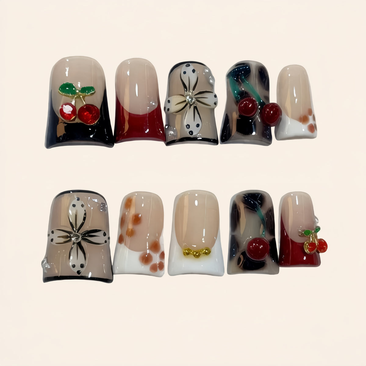 Nailsens Press-on Nails Mixed Berry Square