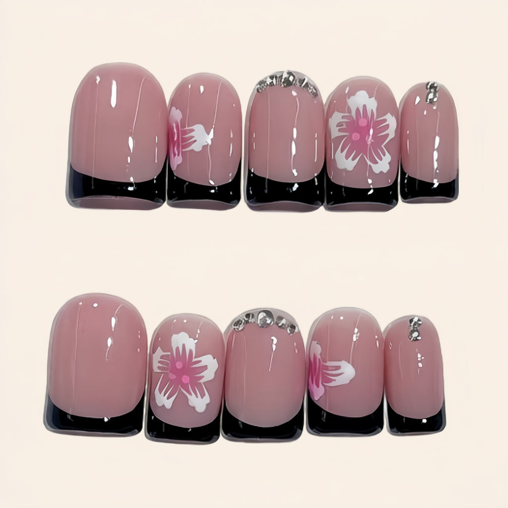 Nailsens Press-on Nails Cherry Blossom Noir