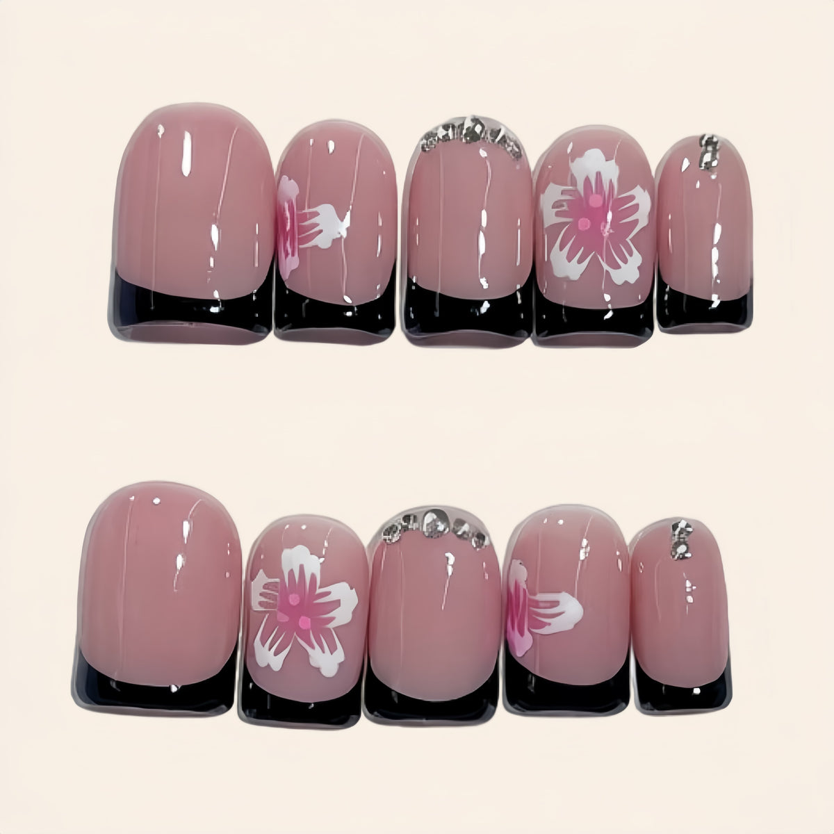 Nailsens Press-on Nails Cherry Blossom Noir