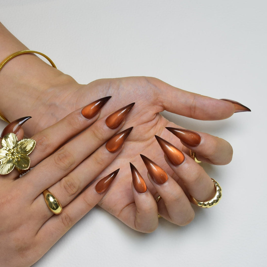 Nailsens Caramel Latte Chrome Press-on Nails