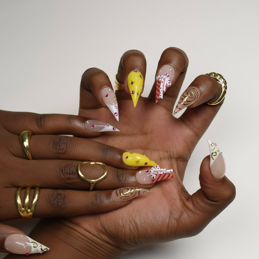 Nailsens Retro Ribbon French Press-on Nails
