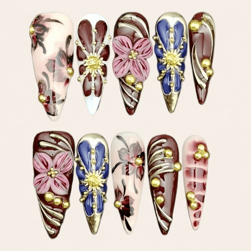 Nailsens Press-on Nails Cobalt Rosette