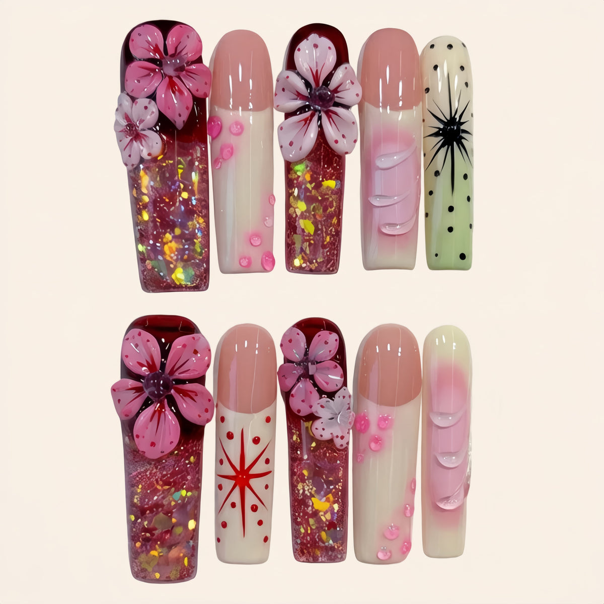 Nailsens Press-on Nails Ruby Garden