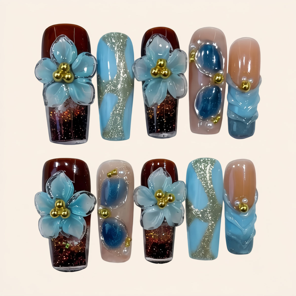 Nailsens Press-on Nails Ocean Blossom